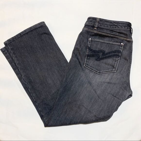 WHBM Blanc Women's Boot Leg Mid Rise Dark Wash Stretch Black Denim Jeans Size 8S - Picture 4 of 9